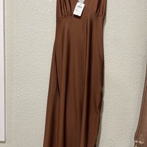 Windsor Brown Halter Maxi Gown for Weddings